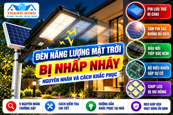 Đèn năng lượng mặt trời bị nhấp nháy - Nguyên nhân và cách khắc phục