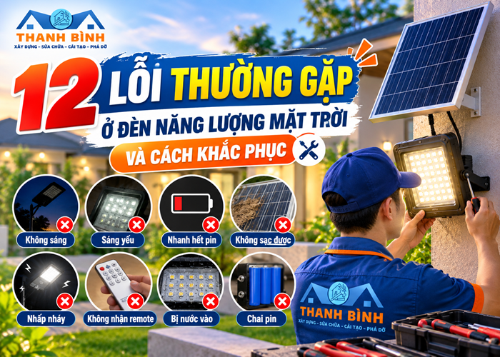12 Lỗi thường gặp ở đèn năng lượng mặt trời và cách sửa